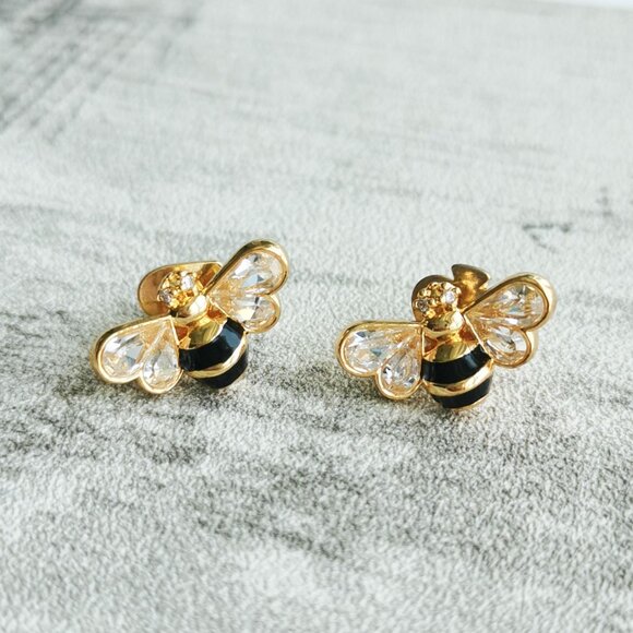 Kate Spade Jewelry - Kate Spade Gold black stud earrings - all abuzz stone bee